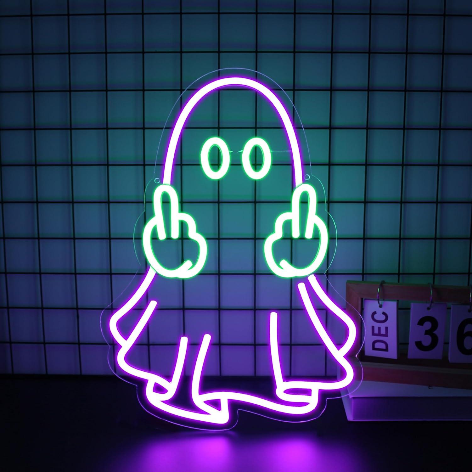 Lighting Decor For Room - لافتة نيون على شكل شبح تعمل