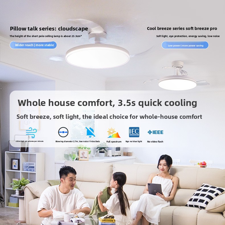 Decor Lighting Fans - مروحة سقف بسيطة مع إضاءة، مصباح