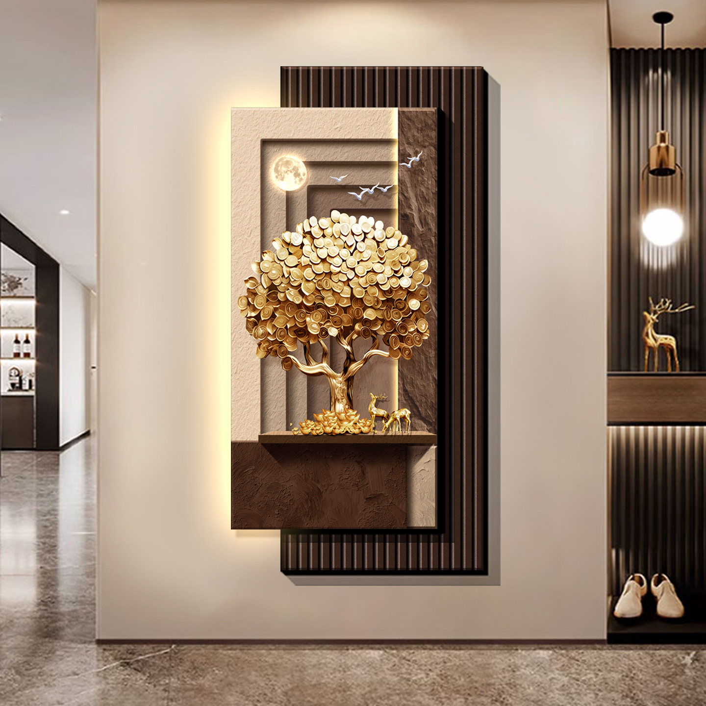 Wall Decor Lighting Tree - لوحات زخرفية عند المدخل، وأشجار تجلب