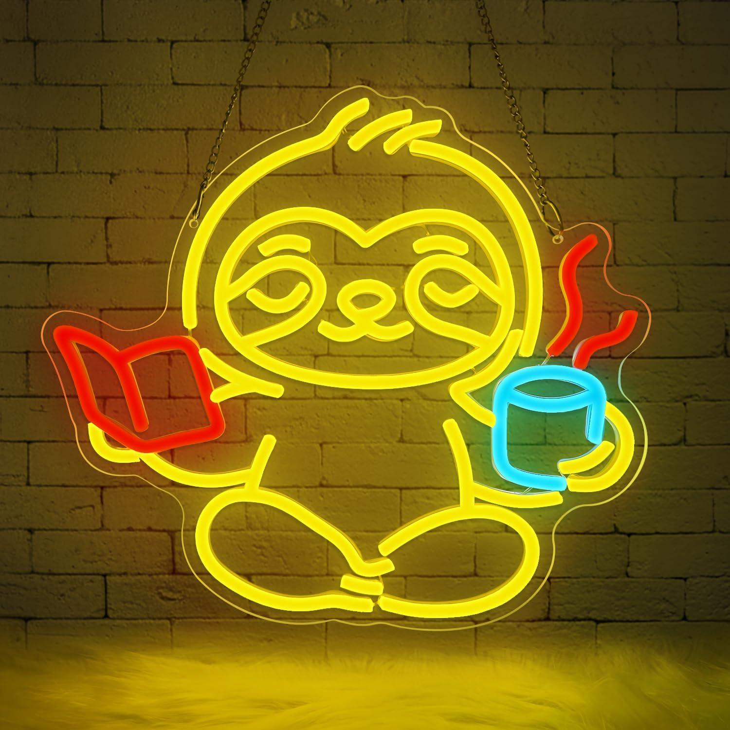 Lighting Decor For Room - لافتة نيون على شكل كسلان مع