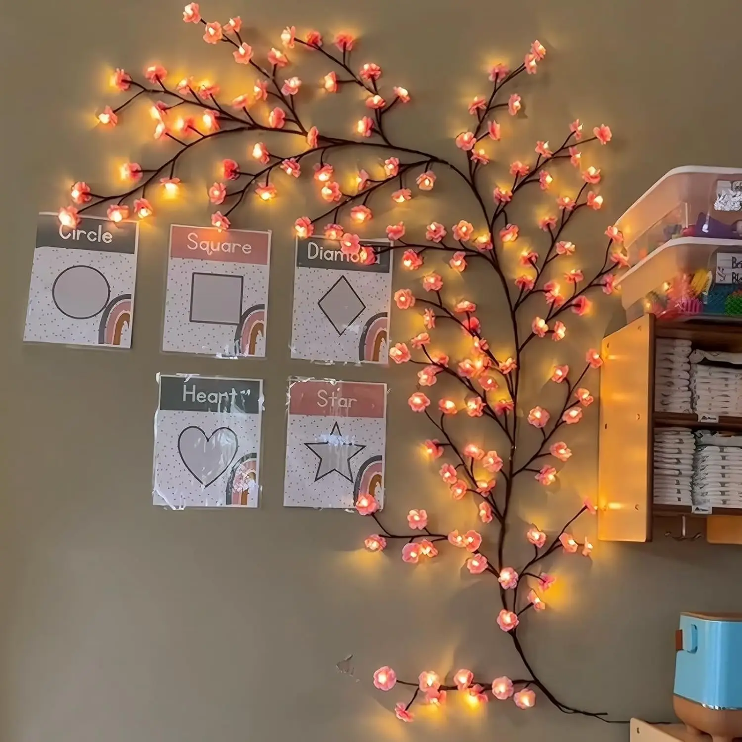 Wall Decor Lighting Tree - زهر الكرز الصفصاف الكرمة غصين ديكور