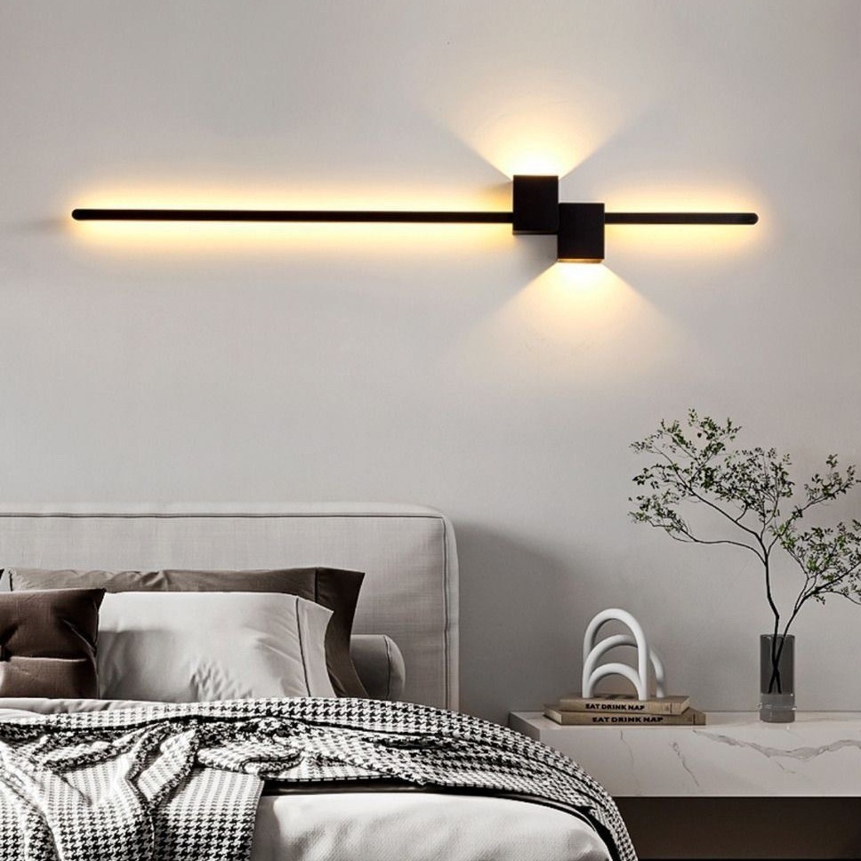 Foyer Lighting Wall Decor - إضاءة جدارية حديثة سوداء طويلة لغرفة
