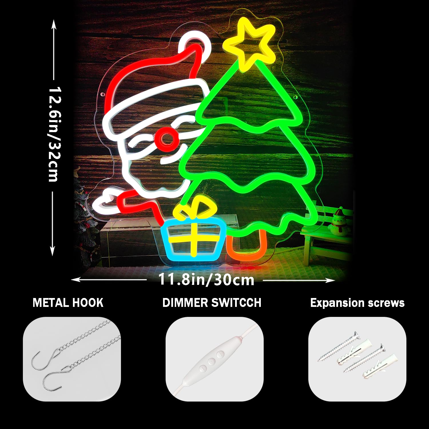 علامة سانتا نيون لديكور الحائط - مراجعة Wall Decor Lighting Tree وسعره