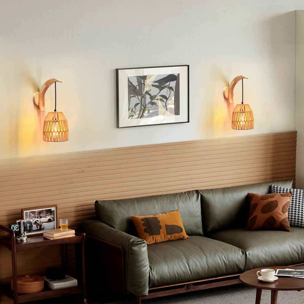 بوهو الروطان الجدار مصباح خمر  - مراجعة Foyer Lighting Wall Decor وسعره