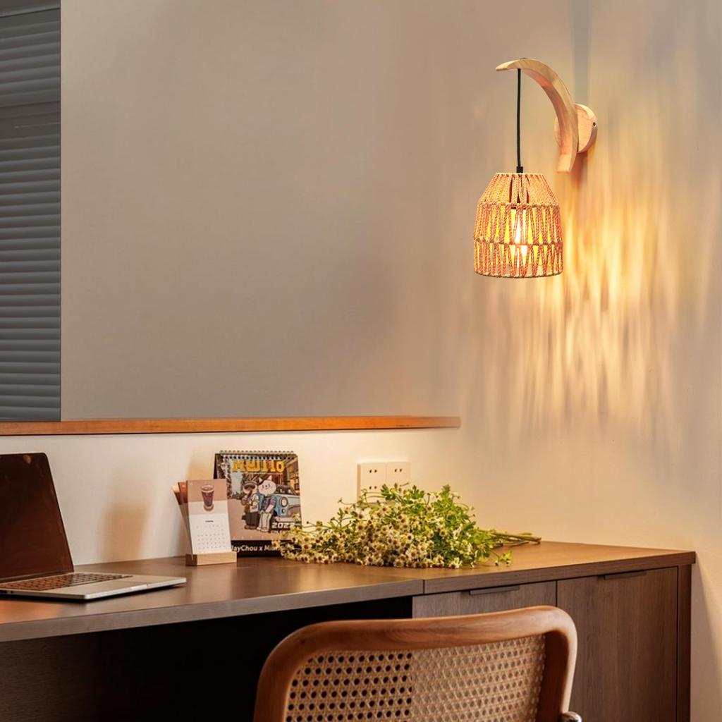 بوهو الروطان الجدار مصباح خمر  - مراجعة Foyer Lighting Wall Decor وسعره