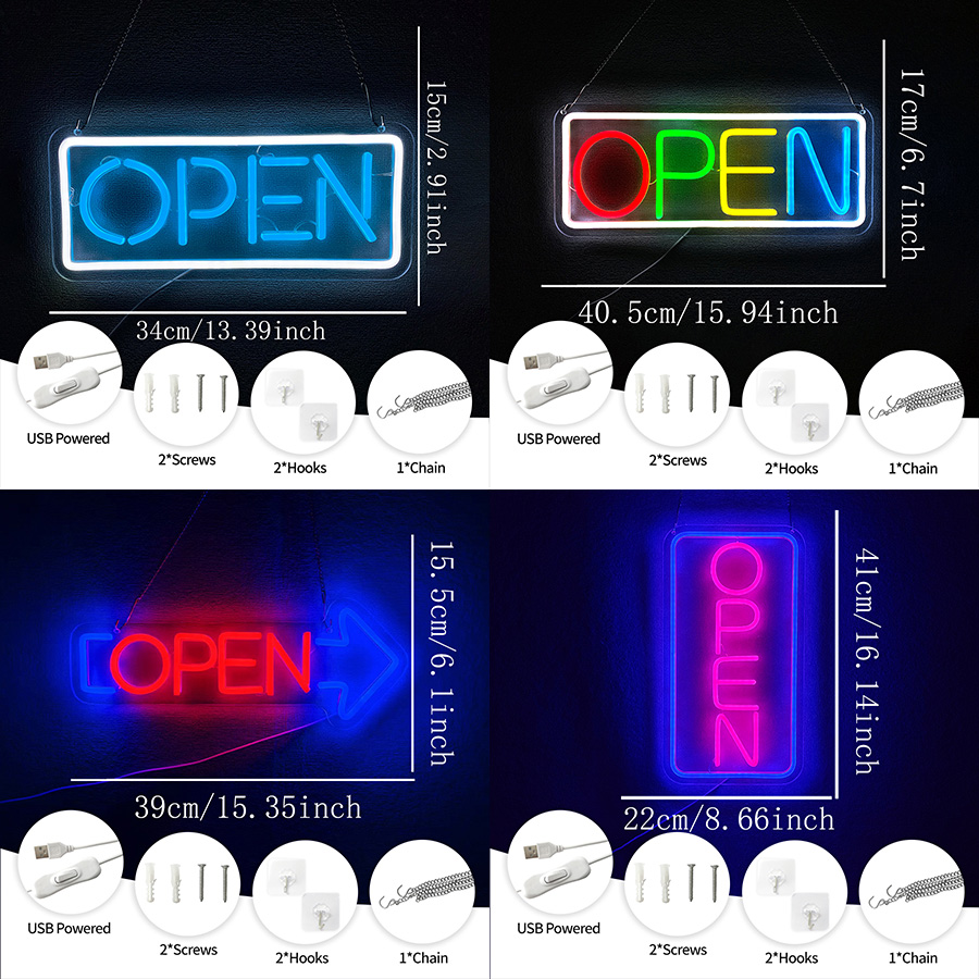 لافتة نيون مفتوحة التصميم لتزي - مراجعة Restaurant Lighting Decoration وسعره