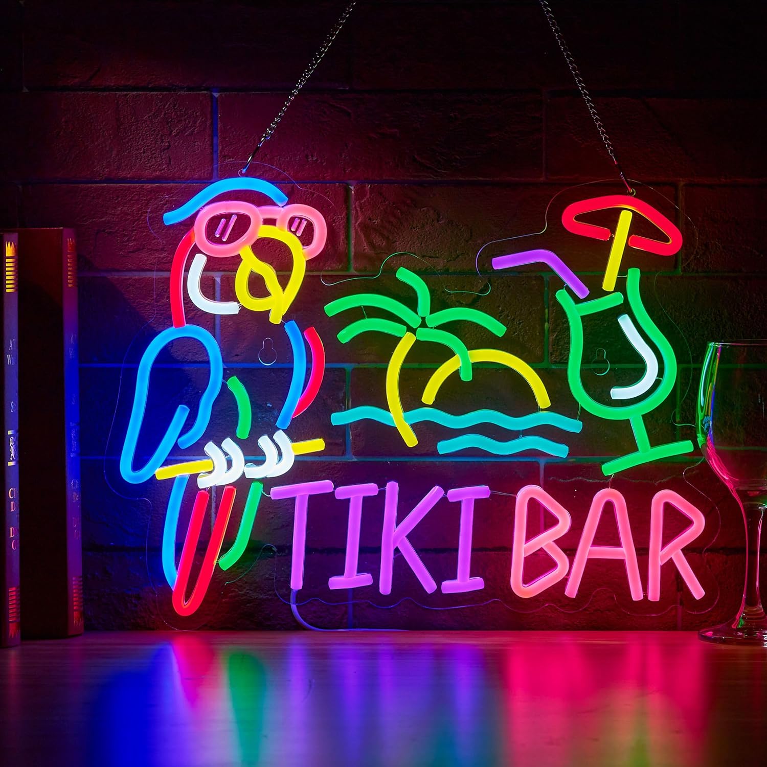 لافتة نيون على شكل ببغاء وشجرة - مراجعة Restaurant Lighting Decoration وسعره