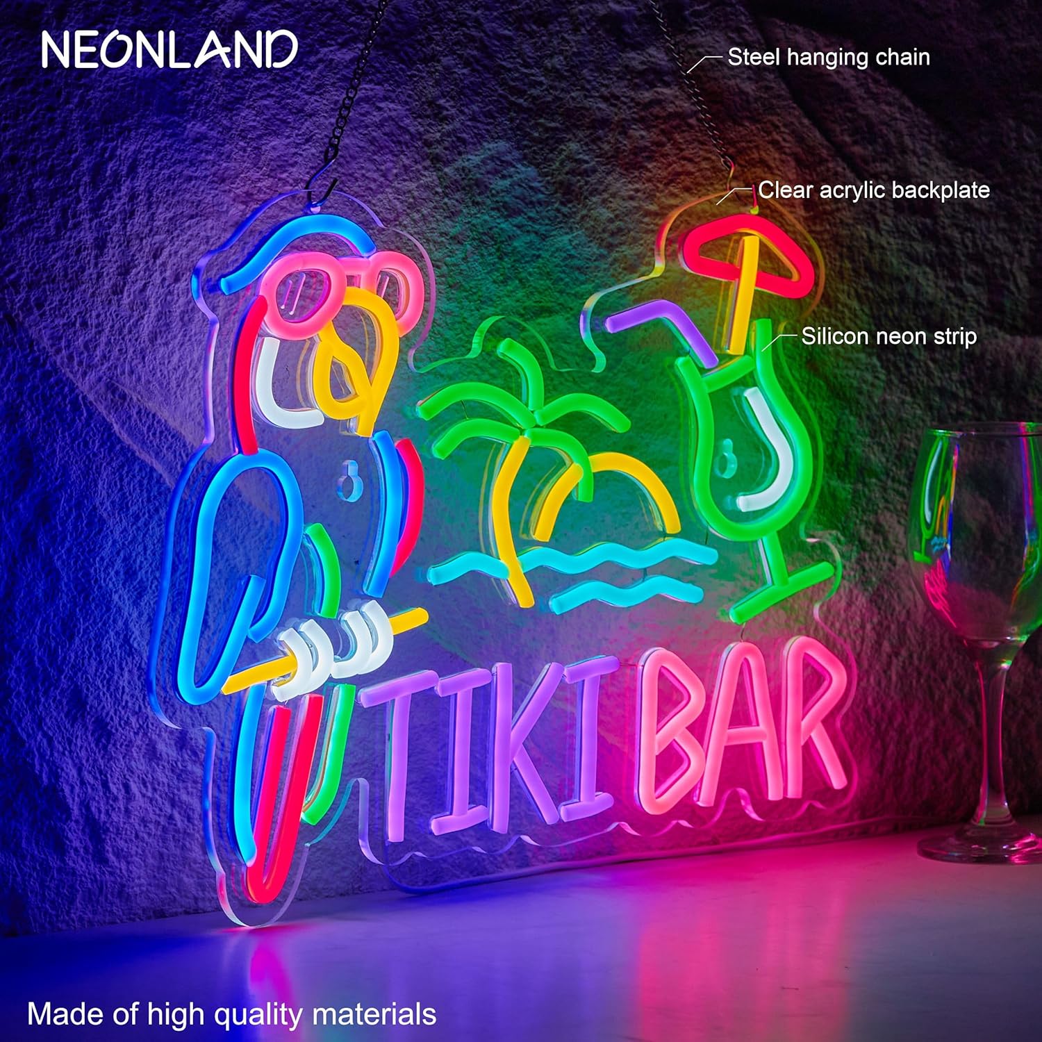 لافتة نيون على شكل ببغاء وشجرة - مراجعة Restaurant Lighting Decoration وسعره