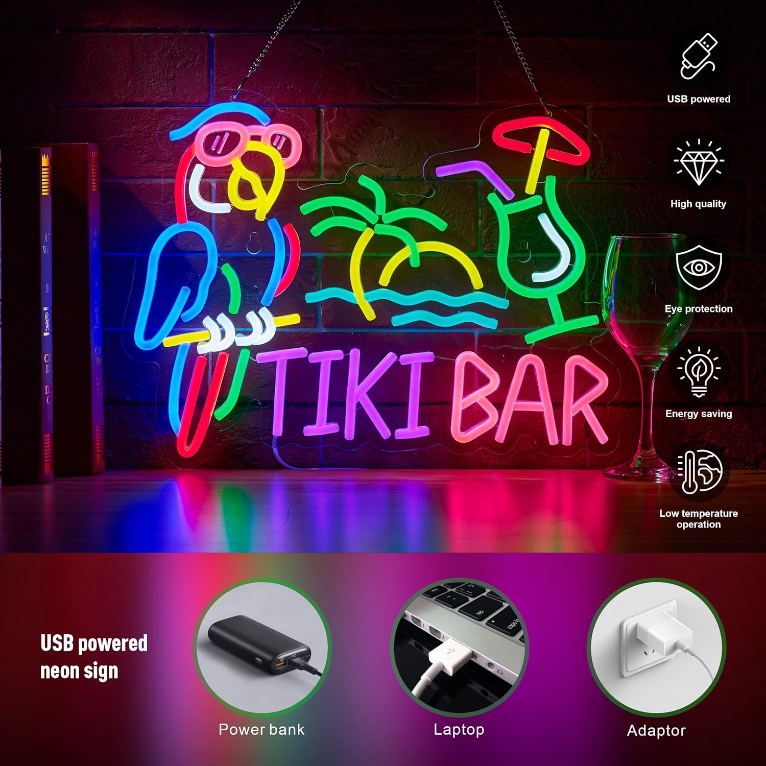 لافتة نيون على شكل ببغاء وشجرة - مراجعة Restaurant Lighting Decoration وسعره