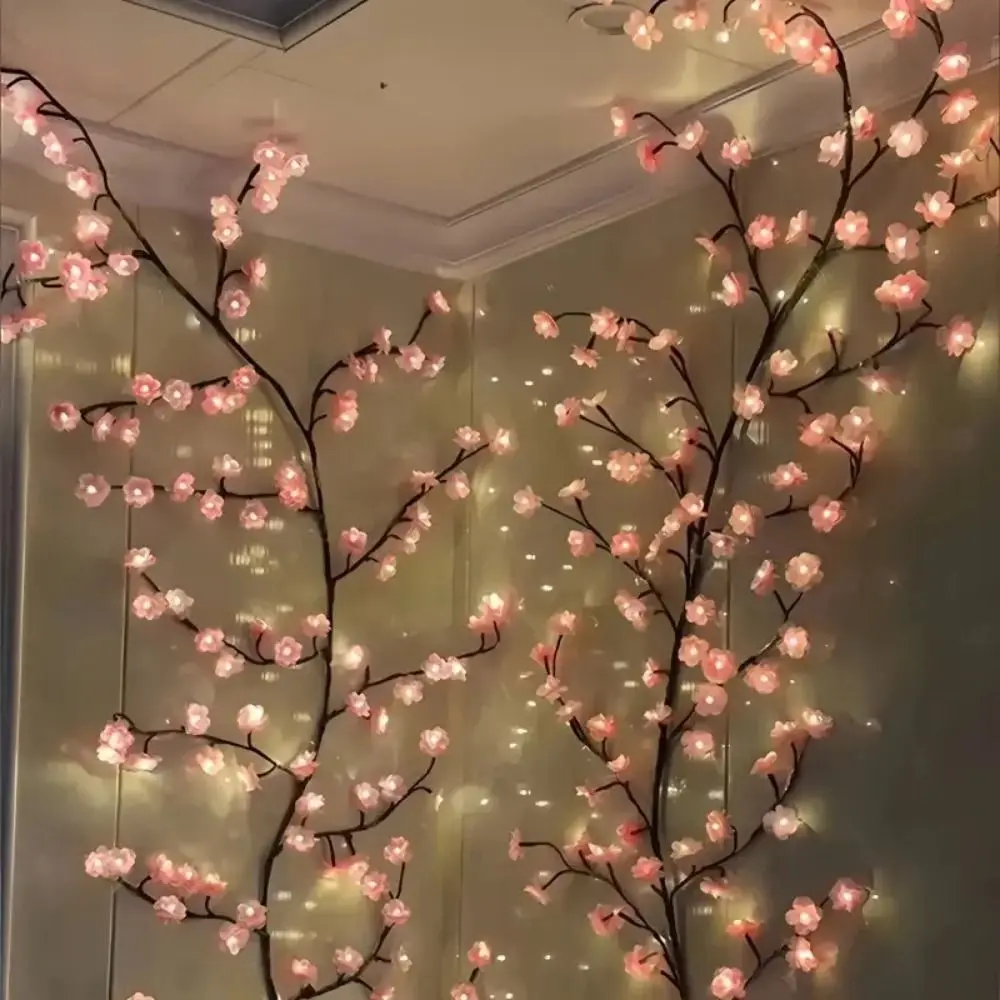زهر الكرز الصفصاف الكرمة غصين  - مراجعة Wall Decor Lighting Tree وسعره