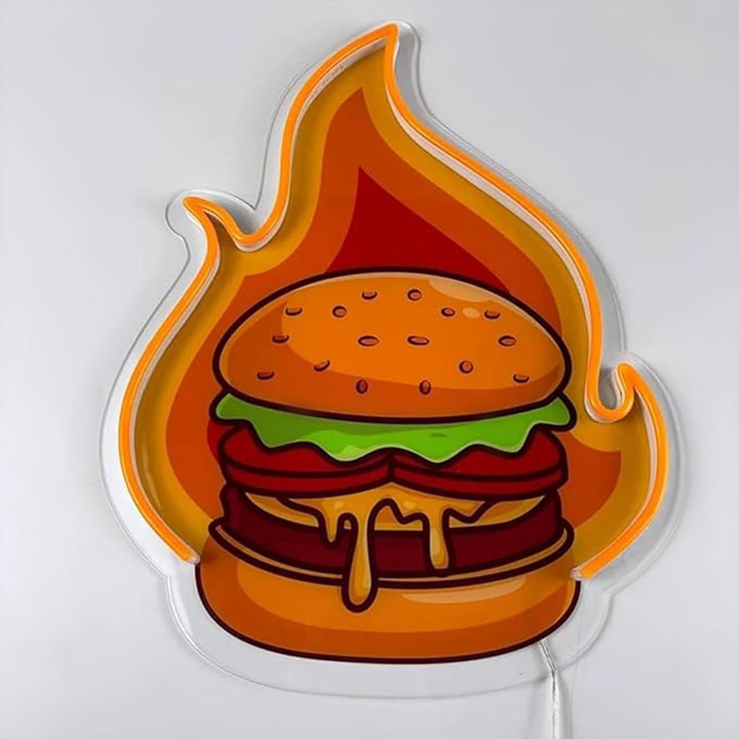 لافتة نيون LED على شكل برجر، إ - مراجعة Restaurant Lighting Decoration وسعره